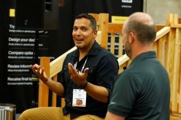 A decking expert speaking at Deck Expo