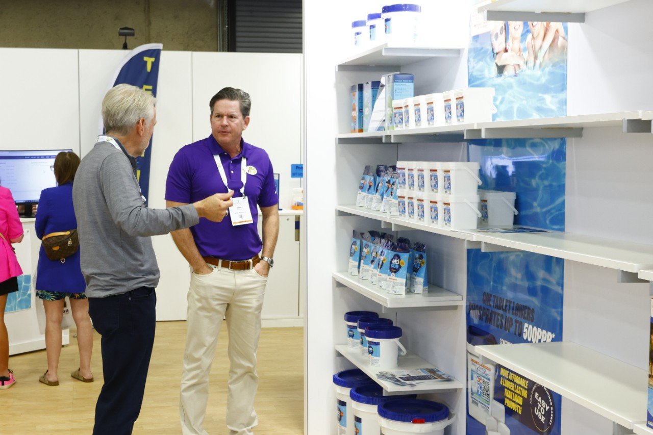 A pool retailer getting store layout inspiration at International Pool Spa Patio Expo