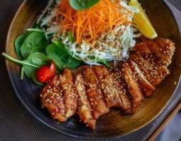 A delicious Asian meal from a restaurant